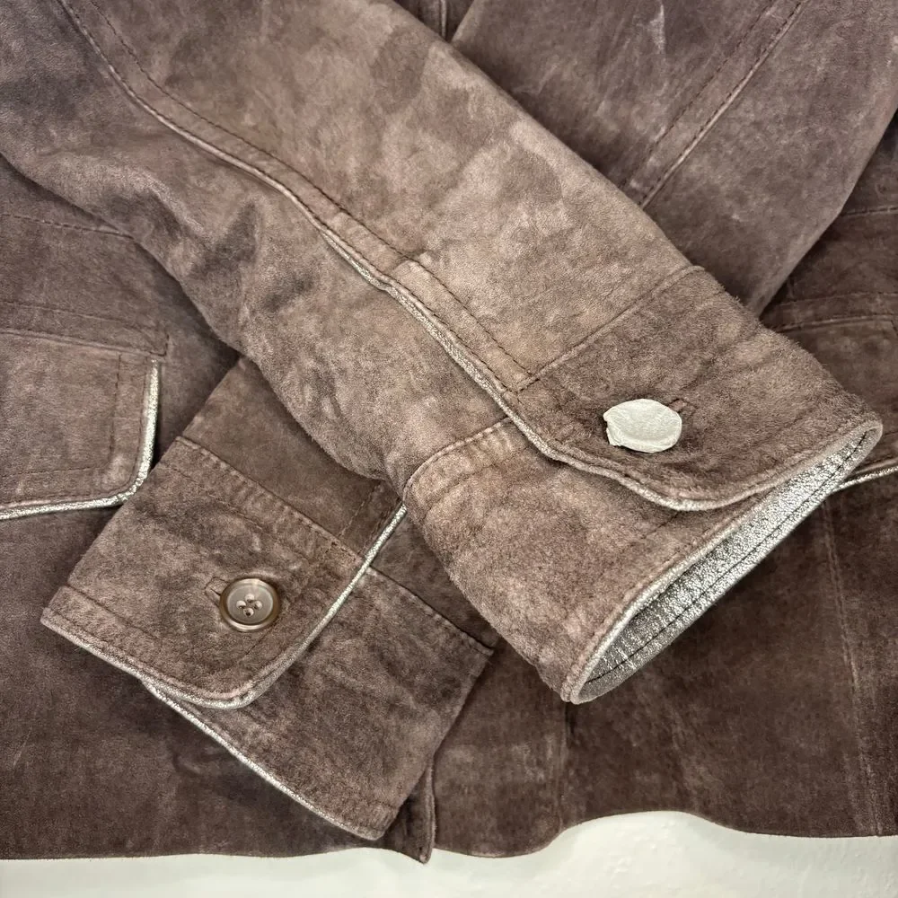 Terry Lewis Classic Luxuries Women's Genuine Leather Brown Coat Medium Metallic - Picture 13 of 14